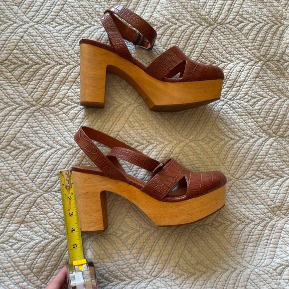 Matisse X Free People Sunset Vegan Heeled Clogs Texture Brown Size 9 Boho Summer - Picture 4 of 11